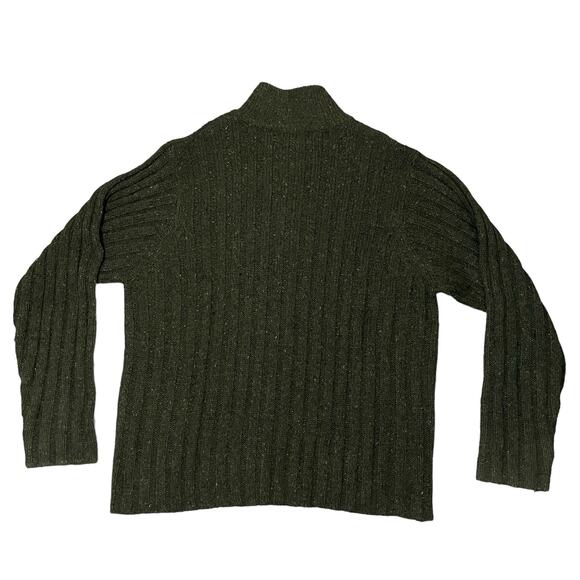 NEW Fieldmaster Ribbed Marled Knit Wool Blend Zip Up Cardigan Olive Green XL - Picture 8 of 9